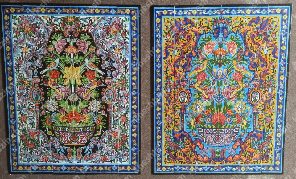 تابلو کاشی نگارگری گل و مرغ - تصویر 10