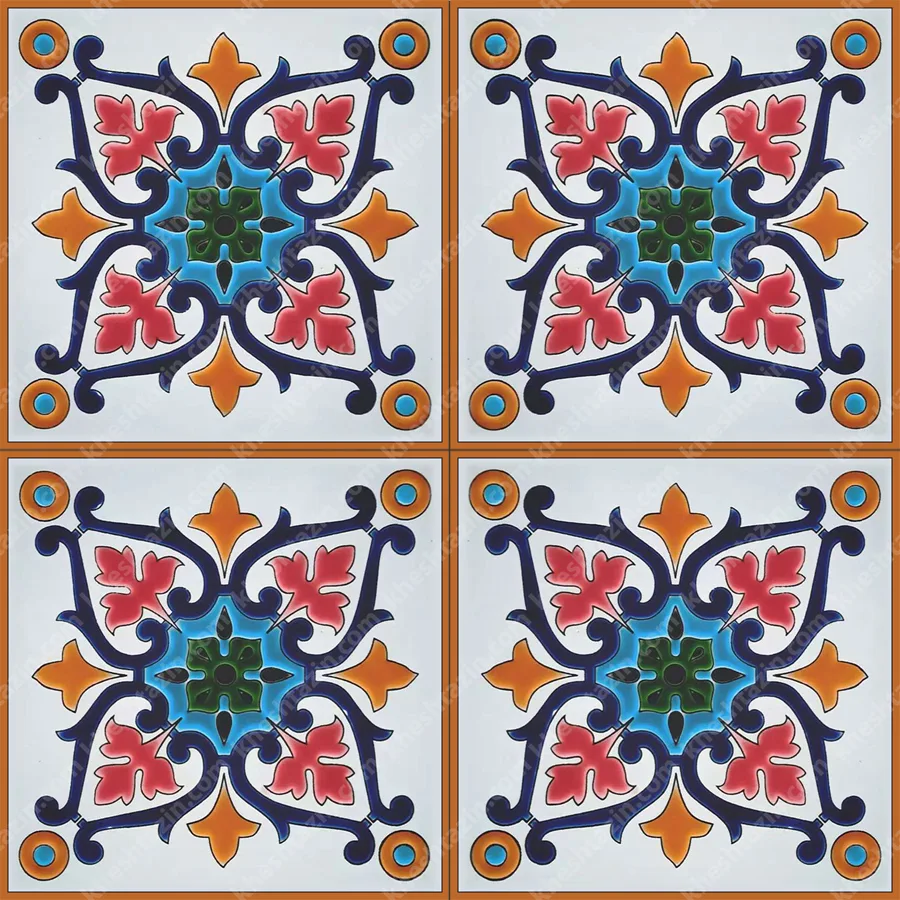 کاشی هفت رنگ طرح ترنج سرخ  - تصویر 2