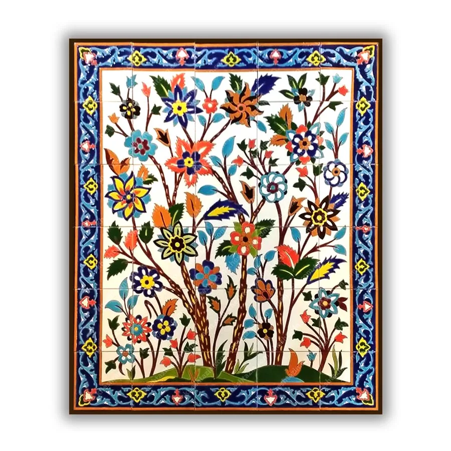 تابلو کاشی دکوراتیو  طرح گل و مرغ