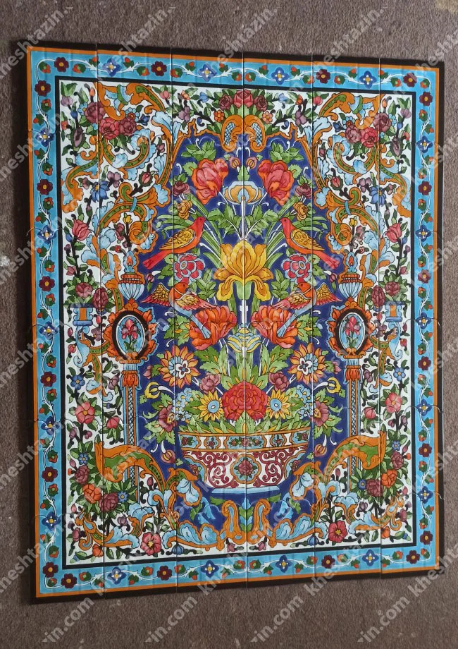 تابلو کاشی نگارگری گل و مرغ - تصویر 5