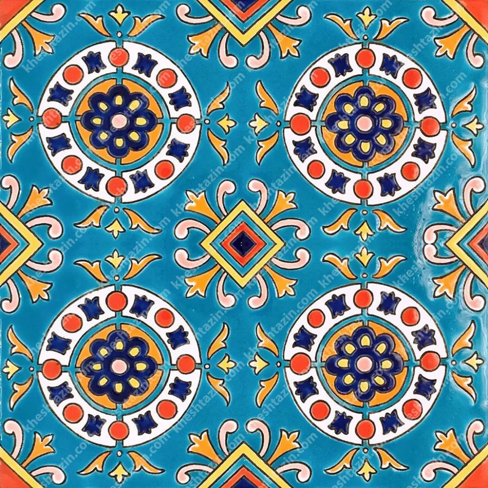 کاشی سرامیک طرح زمرد ختایی فیروزه - تصویر 3