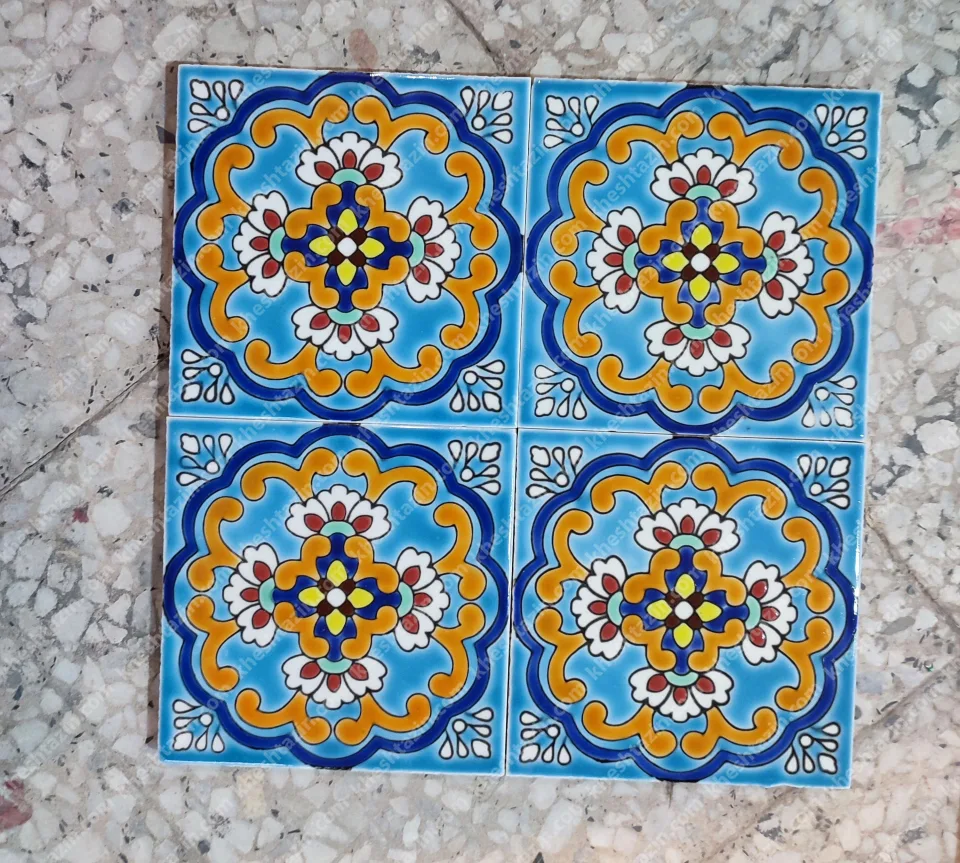 کاشی سرامیک طرح ترنج اسلیمی فیروزه - تصویر 2