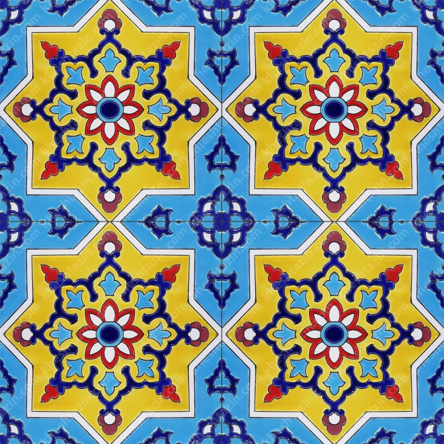 کاشی سرامیک طرح شمسه زعفرانی - تصویر 2