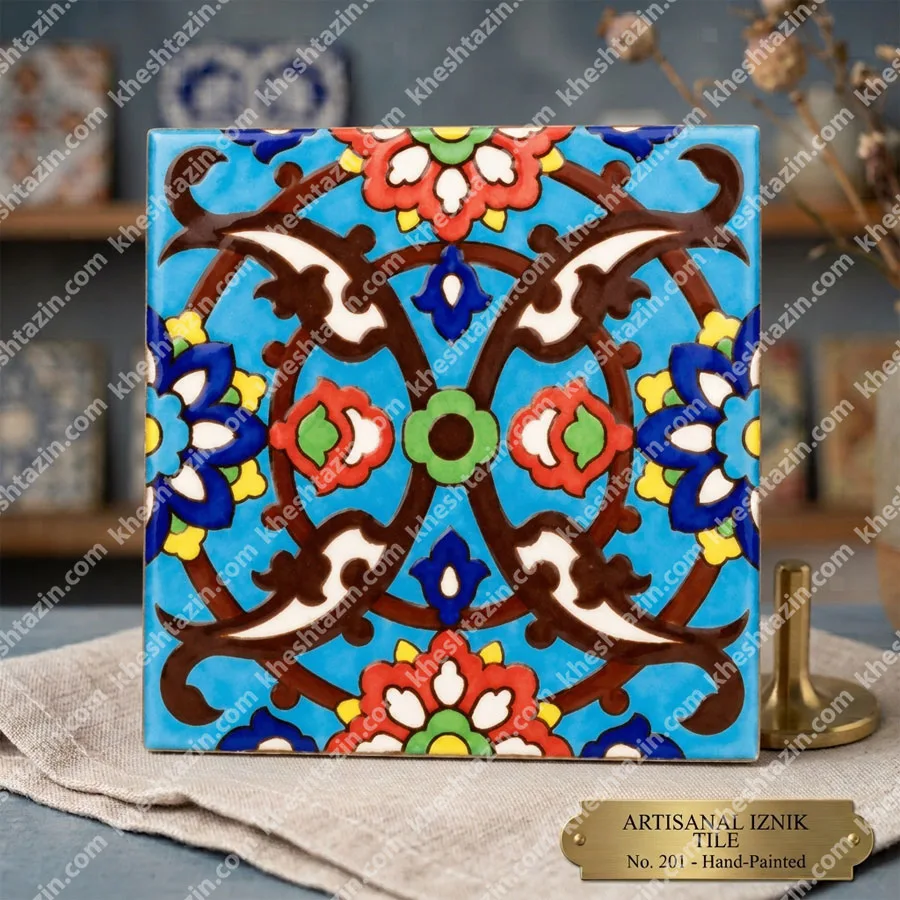  کاشی سرامیکی دست‌ساز طرح «گل‌سرخی آسمانی» - تصویر 4