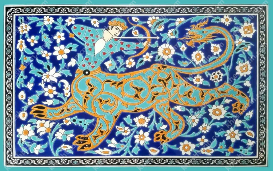 کاشی با طرح نگاره تاریخی