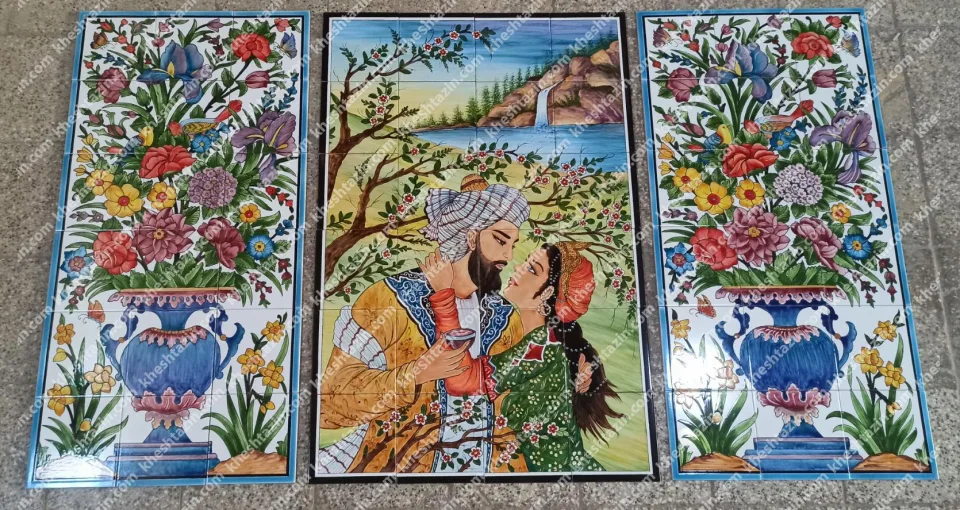 تابلو کاشی نگارگری لیلی و مجنون - تصویر 2