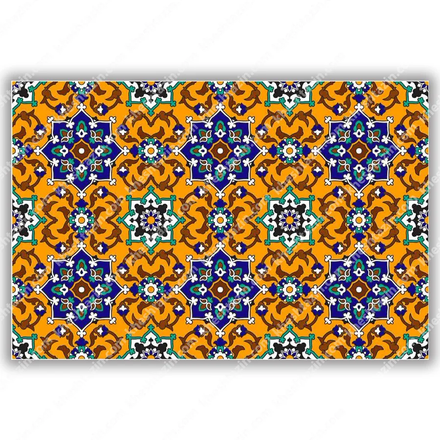 کاشی دکوراتیو طرح شمسه و اسلیمی زرین - تصویر 2
