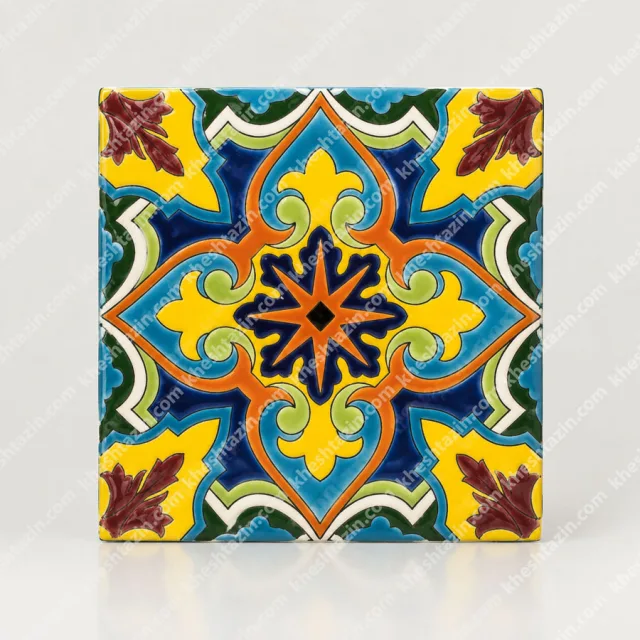 کاشی هفت‌رنگ طرح اسلیمی خورشیدی – سری تابان (Taban Solar Series)