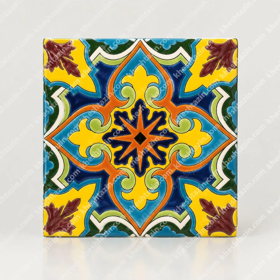 کاشی هفت‌رنگ طرح اسلیمی خورشیدی – سری تابان (Taban Solar Series)