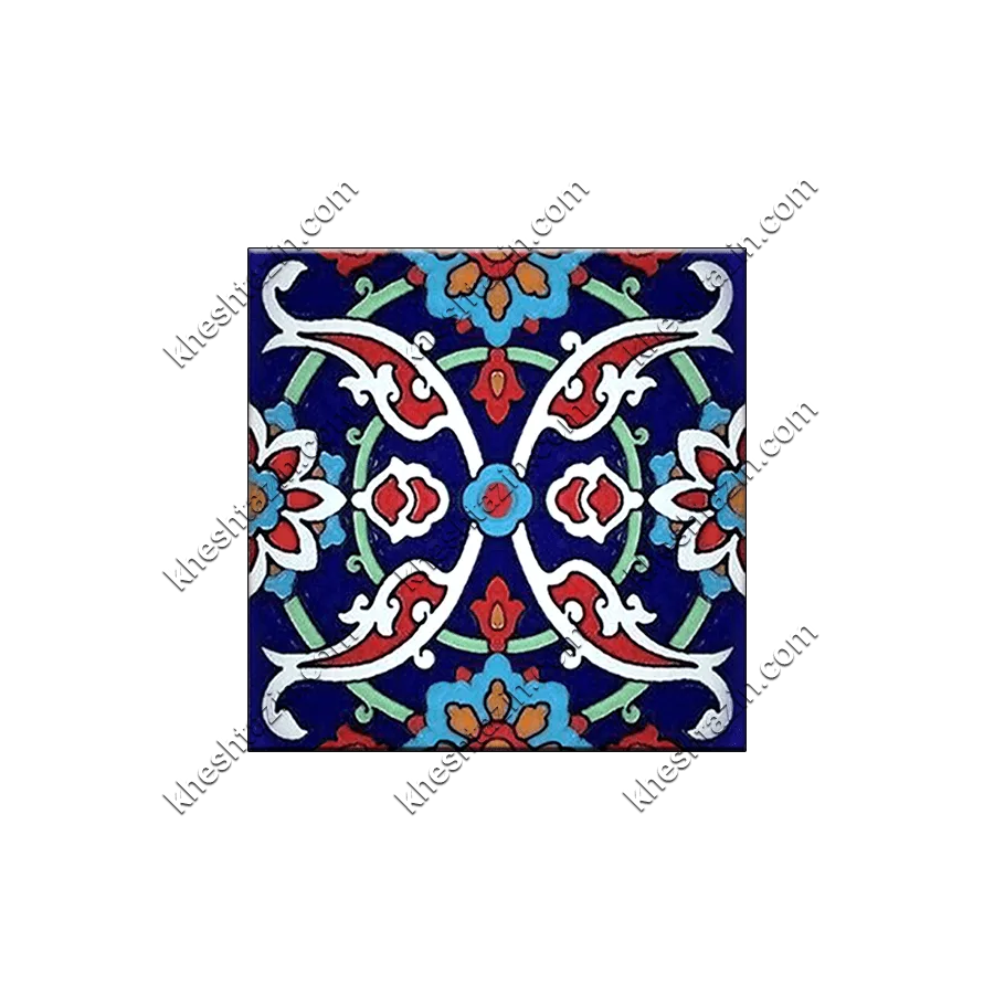 کاشی سرامیکی طرح «گل‌مهر هفت‌رنگ» تم لاجورد - تصویر 3