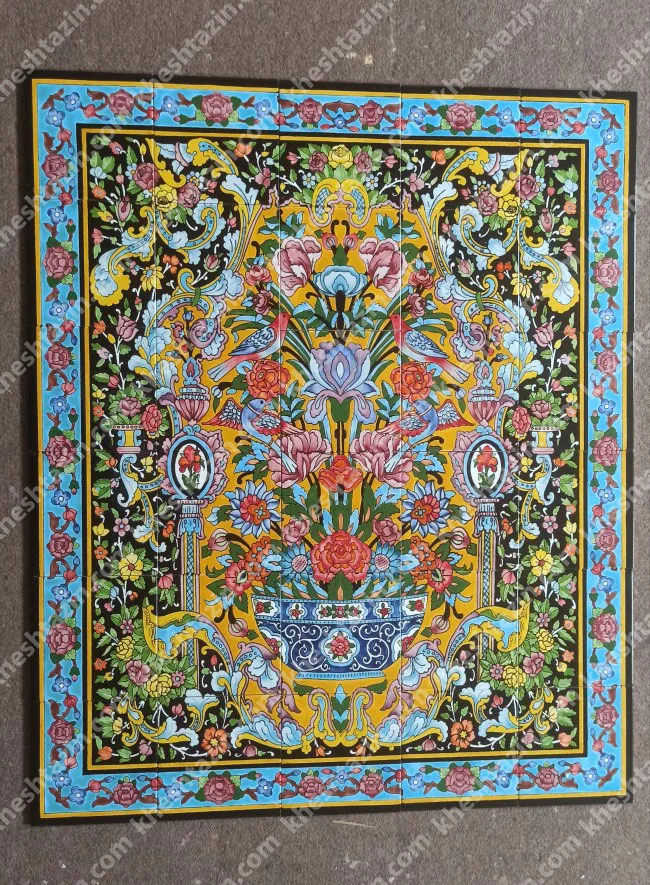 تابلو کاشی نگارگری گل و مرغ - تصویر 7