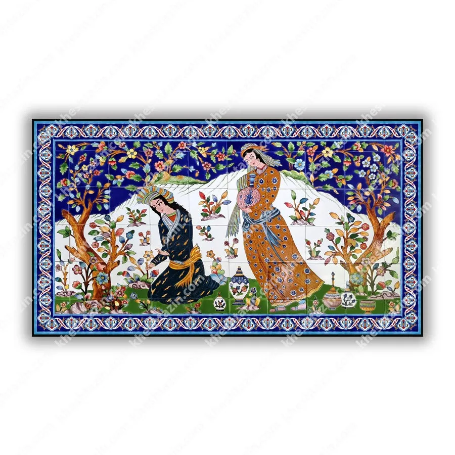 تابلو کاشی نگارگری طرح صفوی