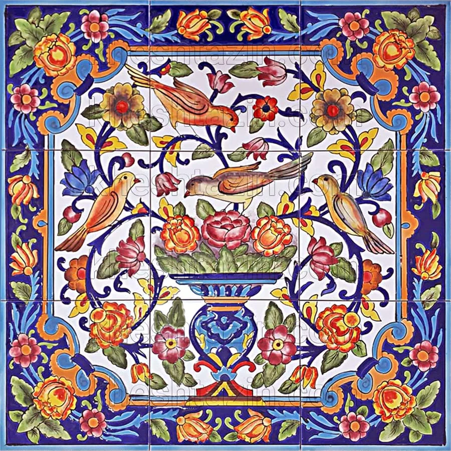 کاشی مینیاتوری  دکوراتیو طرح گل و مرغ کد: DT-2 - تصویر 2