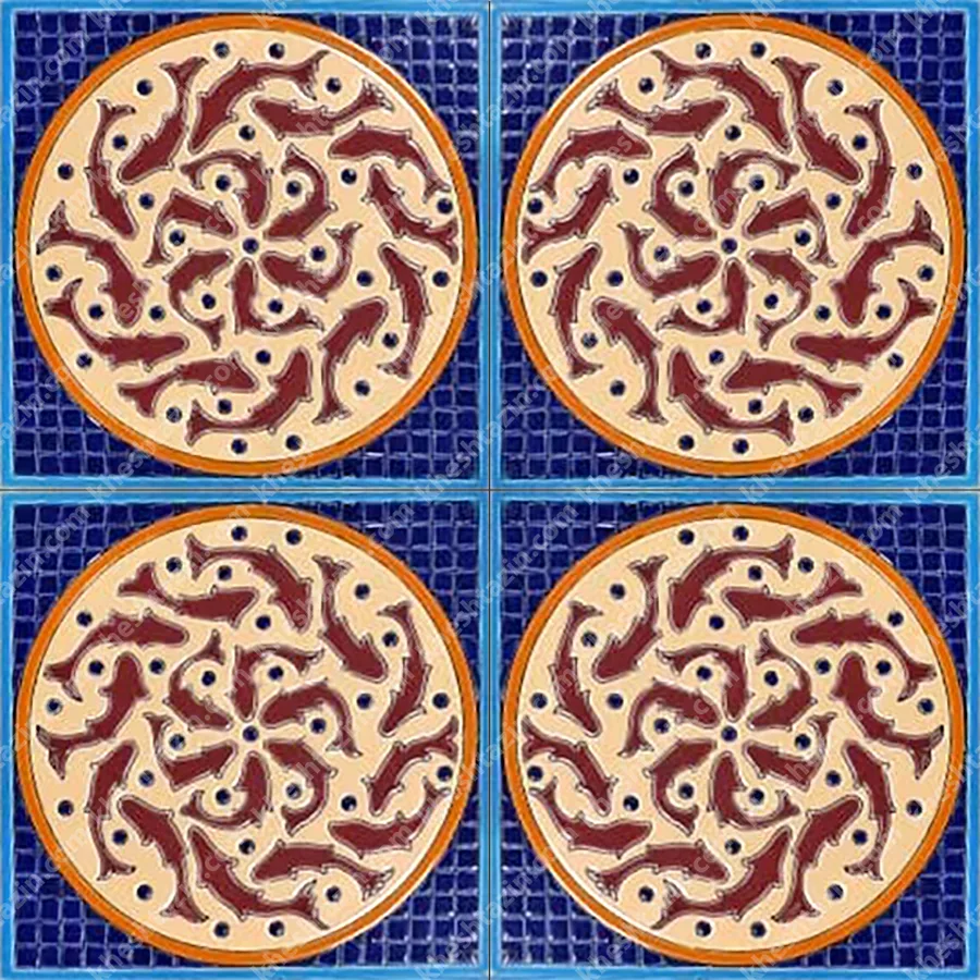 کاشی هفت رنگ طرح گردون ماهی - تصویر 6