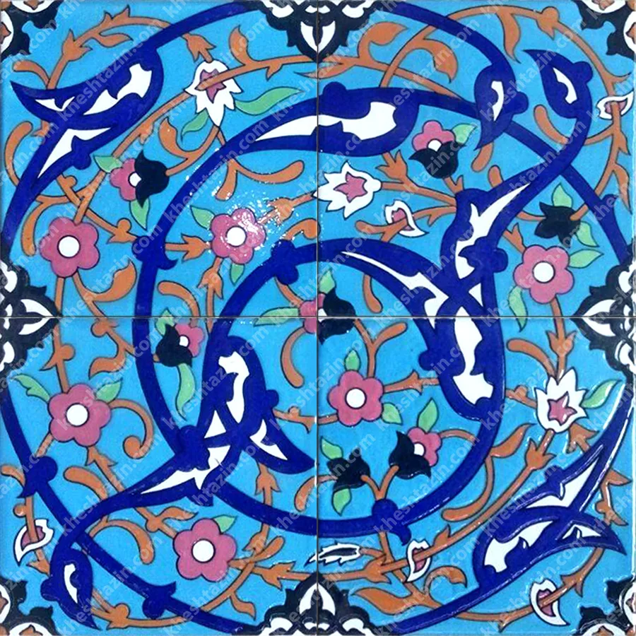 کاشی هفت رنگ طرح اسلیمی فیروزه - تصویر 2