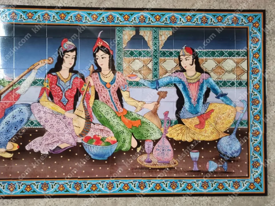 تابلو کاشی نگارگری طرح بزم نوازندگان - تصویر 4