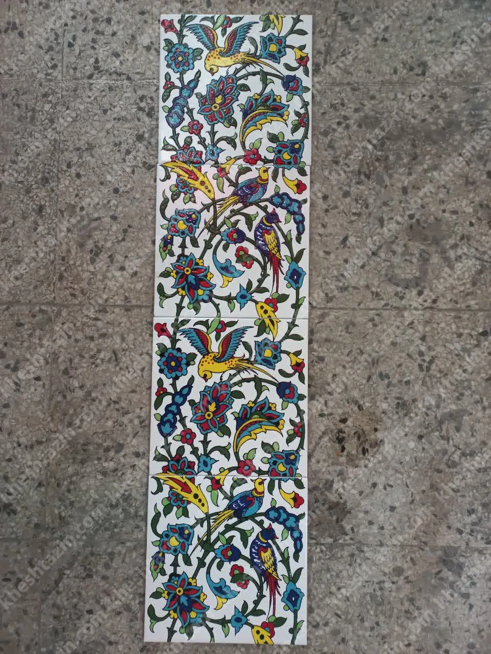 کاشی دکوراتیو طرح گل و مرغ فیروزه فام - تصویر 4