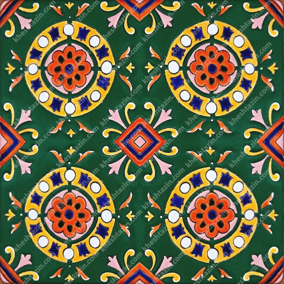 کاشی سرامیک طرح زمرد ختایی سبزفام - تصویر 3