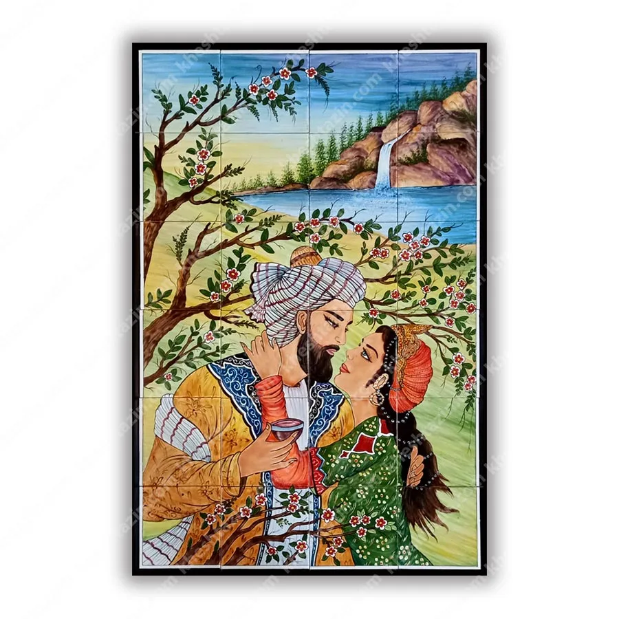 تابلو کاشی نگارگری لیلی و مجنون
