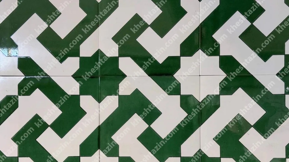 کاشی هفت‌رنگ نقش هندسی ایرانی چخماق - تصویر 2