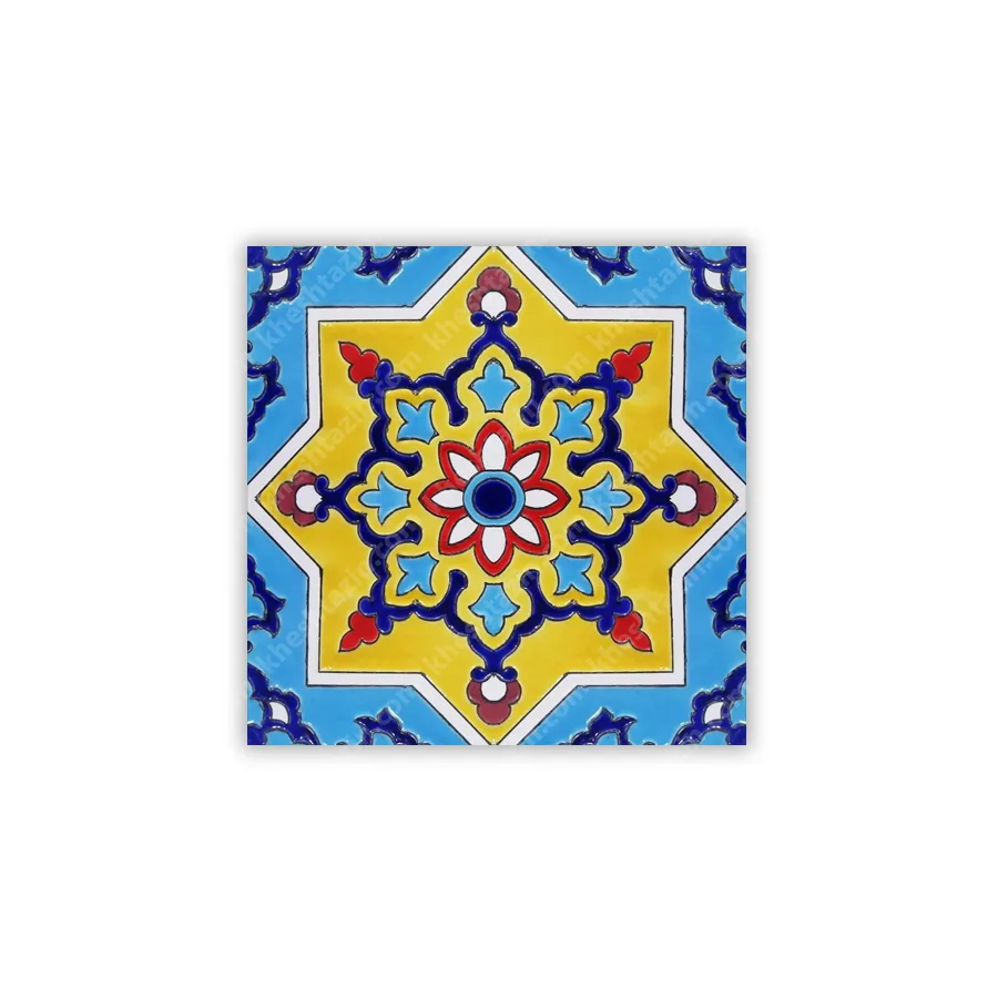 کاشی سرامیک طرح شمسه زعفرانی