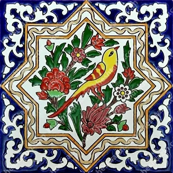 کاشی هفت رنگی طرح گل و مرغ  - تصویر 5