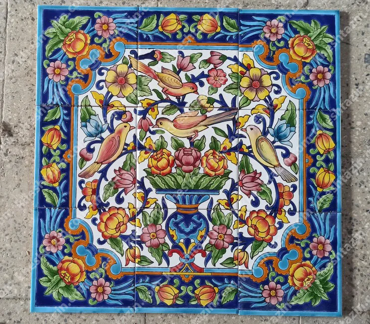 کاشی مینیاتوری  دکوراتیو طرح گل و مرغ کد: DT-2 - تصویر 3