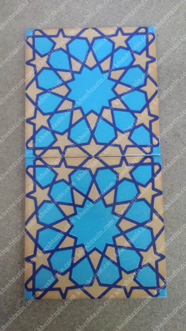 کاشی هفت‌رنگ شمسه‌ی دوازده پر فیروزه‌ای - تصویر 3
