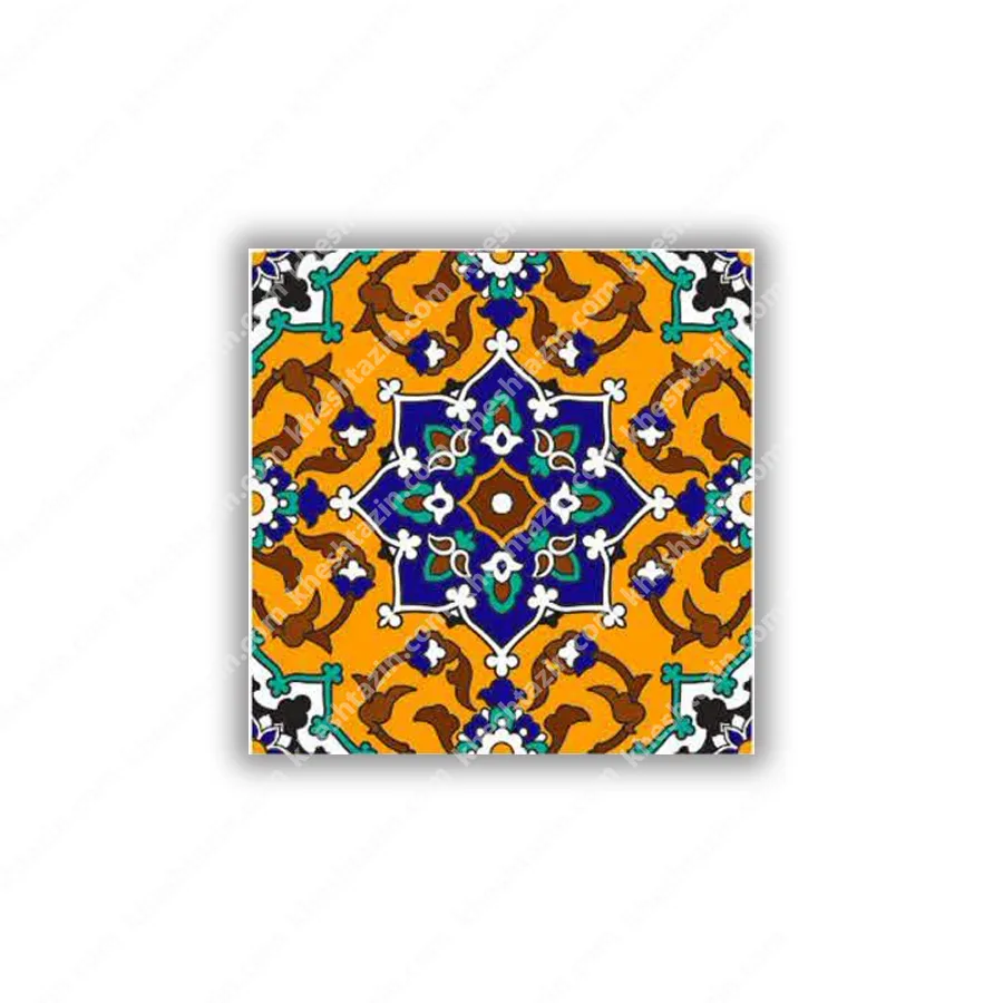 کاشی دکوراتیو طرح شمسه و اسلیمی زرین