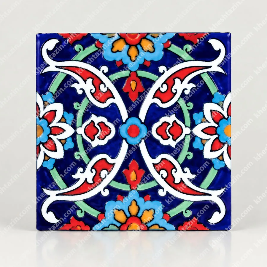 کاشی سرامیکی طرح «گل‌مهر هفت‌رنگ» تم لاجورد