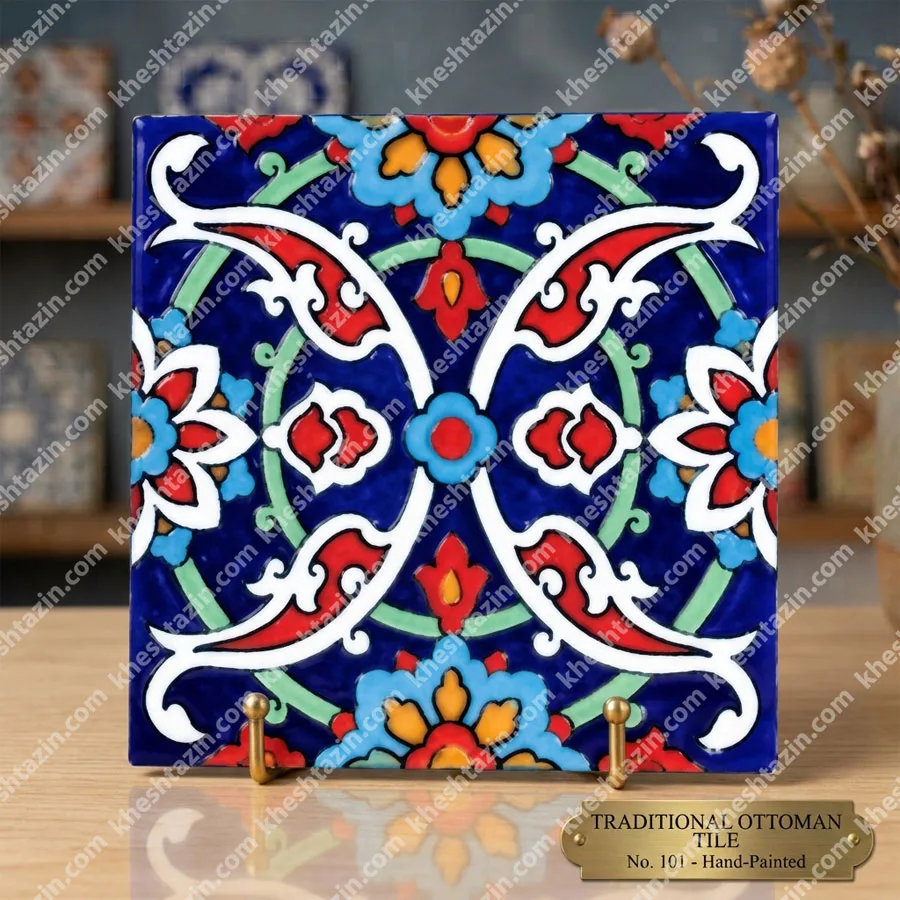 کاشی سرامیکی طرح «گل‌مهر هفت‌رنگ» تم لاجورد - تصویر 2