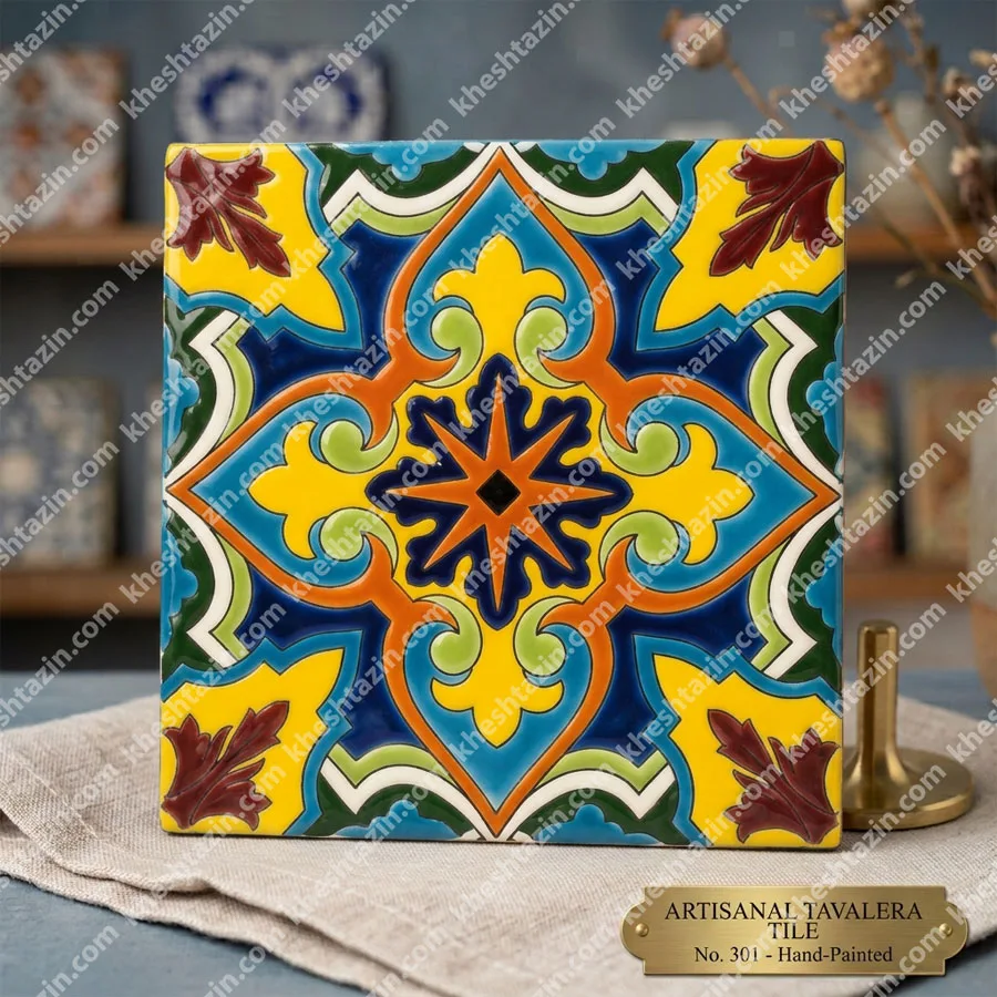 کاشی هفت‌رنگ طرح اسلیمی خورشیدی – سری تابان (Taban Solar Series) - تصویر 6