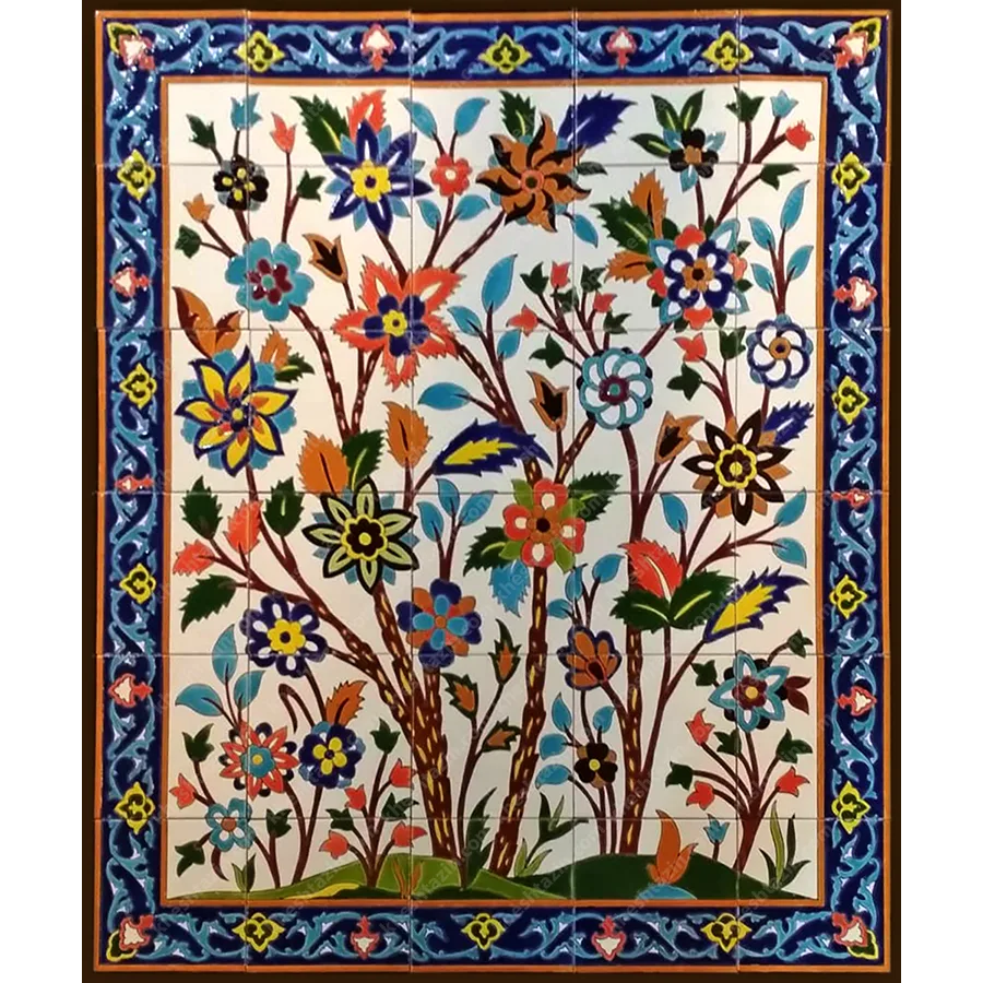 تابلو کاشی دکوراتیو  طرح گل و مرغ