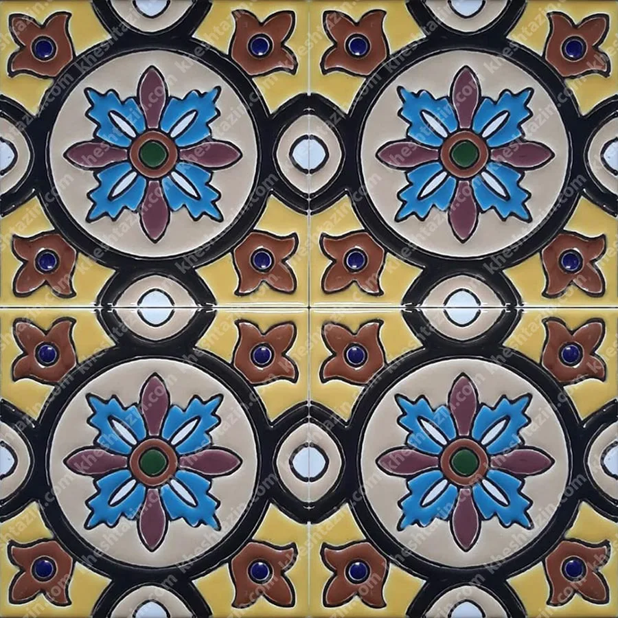 کاشی سرامیک طرح نیلوفر کهن - تصویر 2