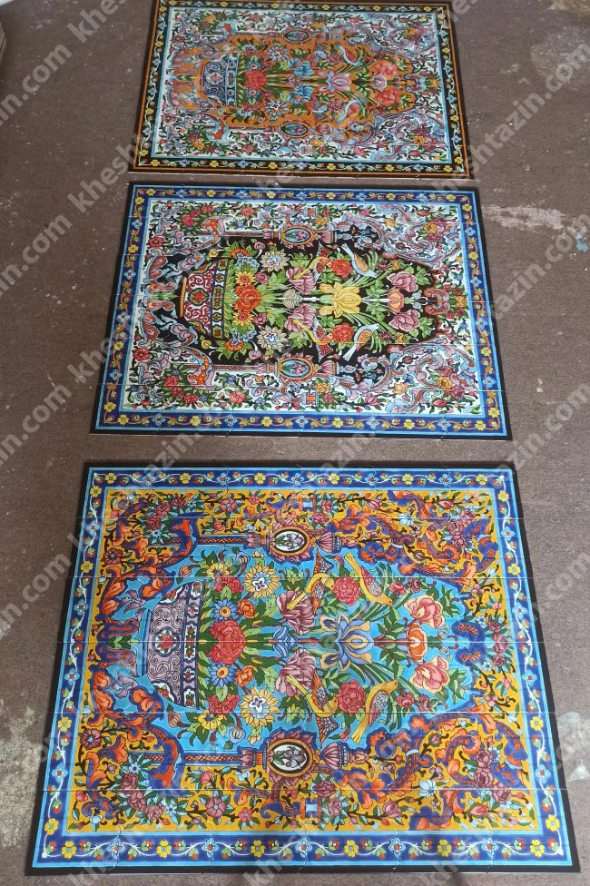 تابلو کاشی نگارگری گل و مرغ - تصویر 6