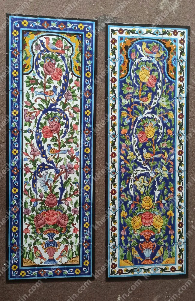 تابلو کاشی نگارگری گل و مرغی - تصویر 2