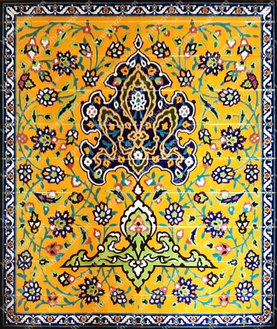 کاشی زرد قاجاری طرح اسلیمی - تصویر 2