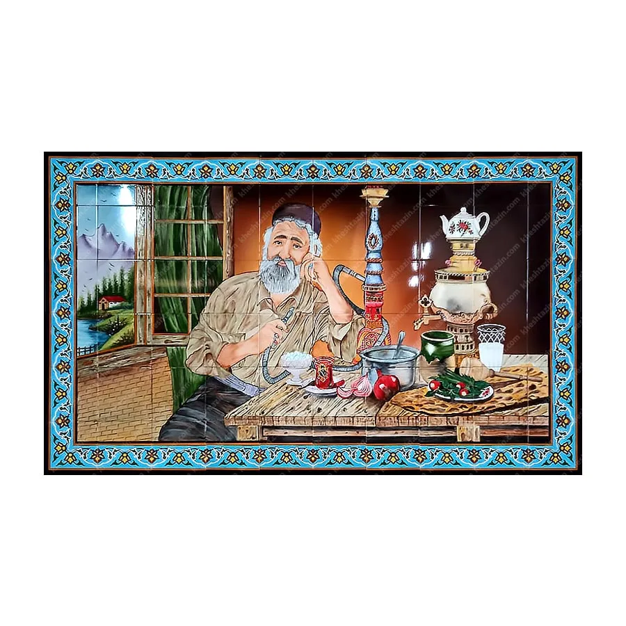 تابلو سرامیکی نقاشی قهوخه خانه ایی