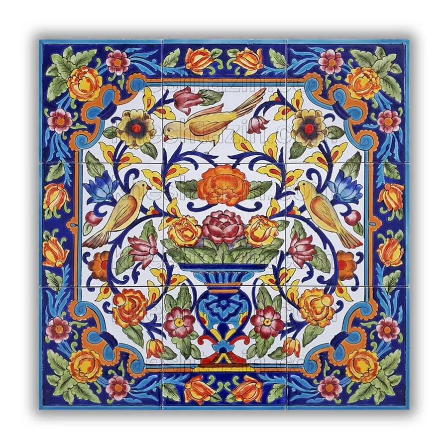 کاشی  مینیاتوری  دکوراتیو طرح گل و مرغ کد: DT-3