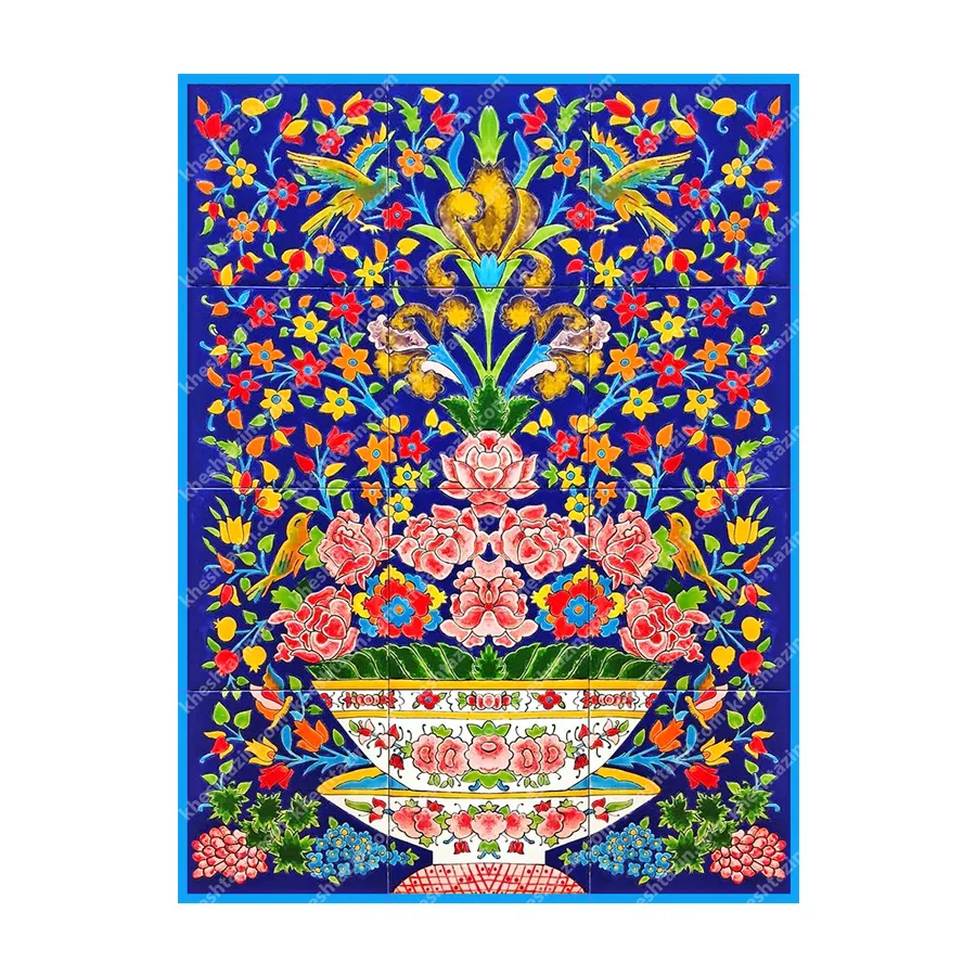 تابلو سرامیکی طرح گل و مرغ