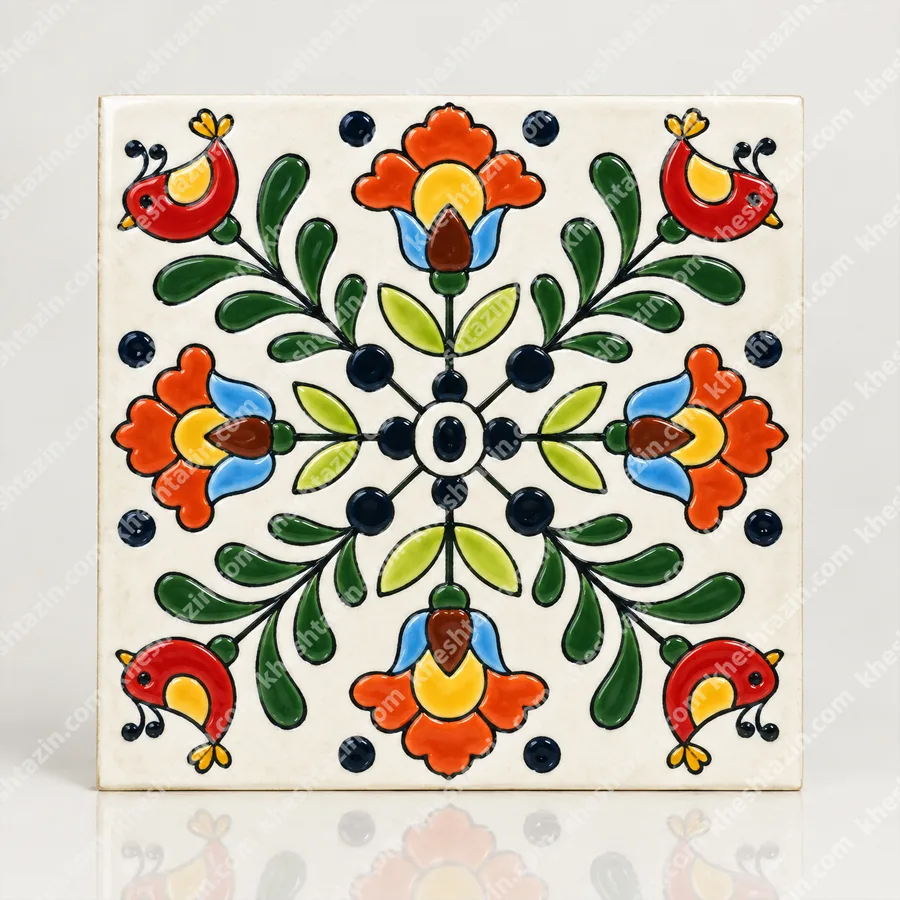 کاشی و سرامیک طرح «گلزار و چکاوک»