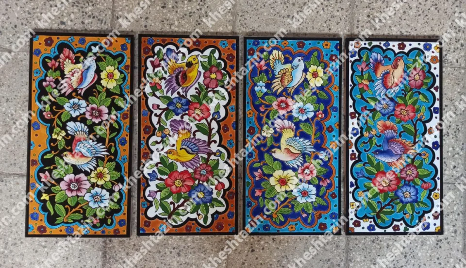 تابلو کاشی نگارگری گل و مرغ - تصویر 2
