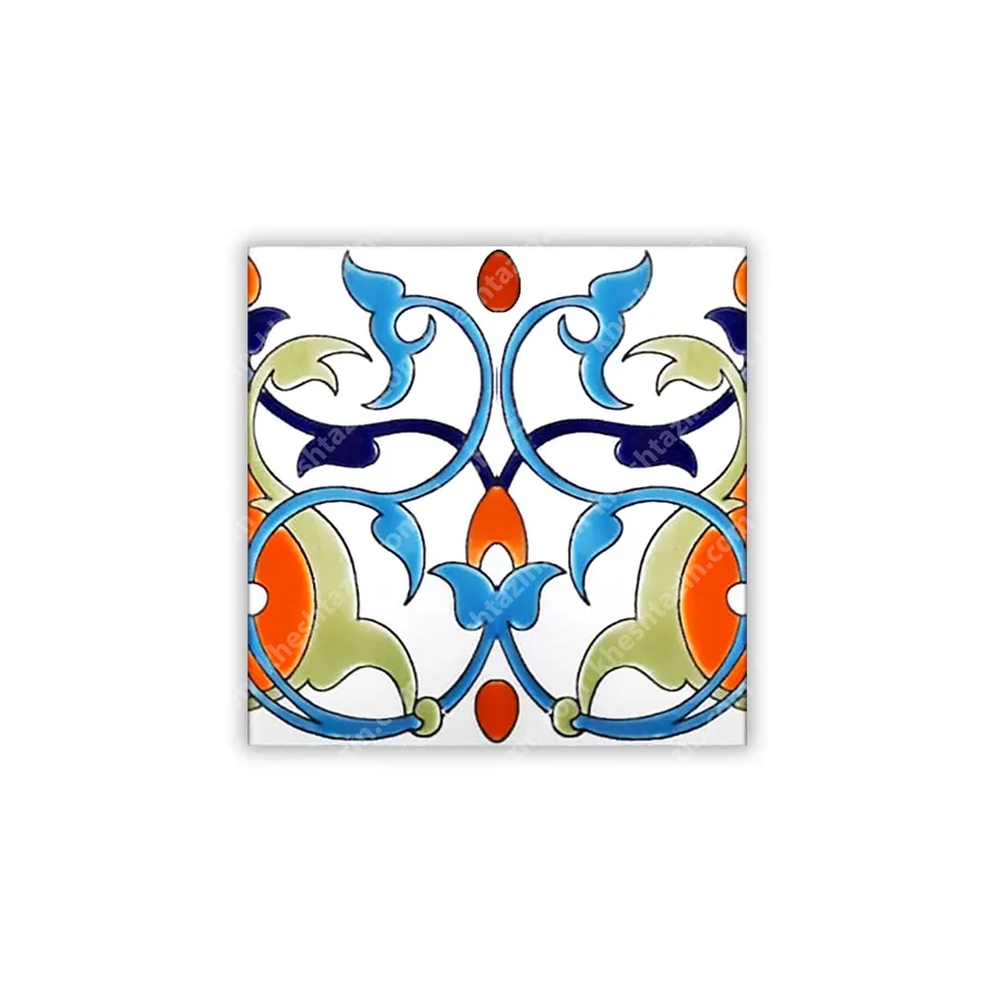 کاشی هفت رنگ طرح پیچک نیلگون