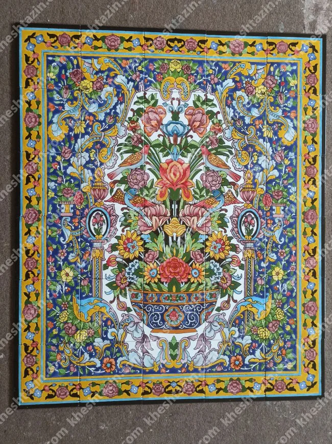 تابلو کاشی نگارگری گل و مرغ - تصویر 9