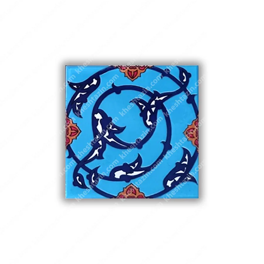 کاشی تزئینی طرح گره اسلیمی فیروزه