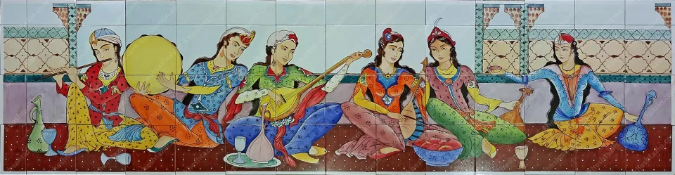 تابلو کاشی طرح نگارگری بزمی - تصویر 2
