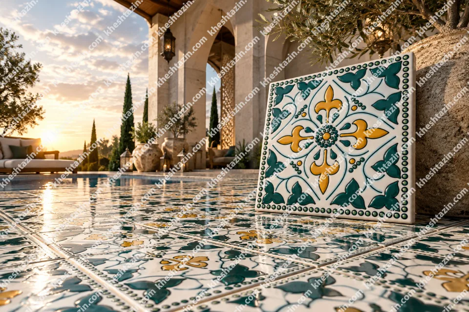 کاشی هفت‌رنگ طرح «باغ یشمی» - تصویر 2