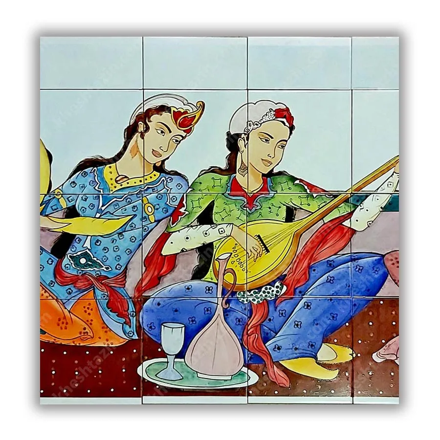 تابلو کاشی طرح نگارگری بزمی