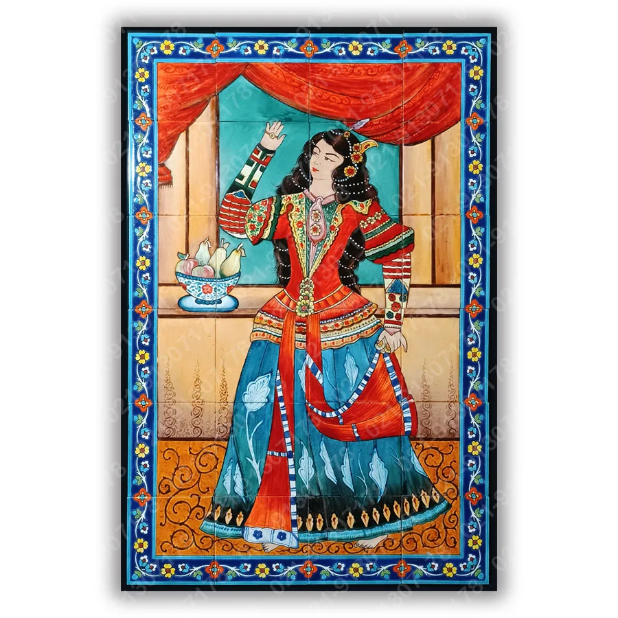 کاشی نگارگری طرح دختر رقصنده