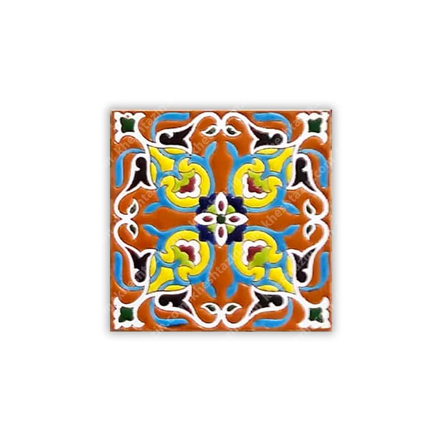 کاشی هفت رنگ طرح خورشید آجری